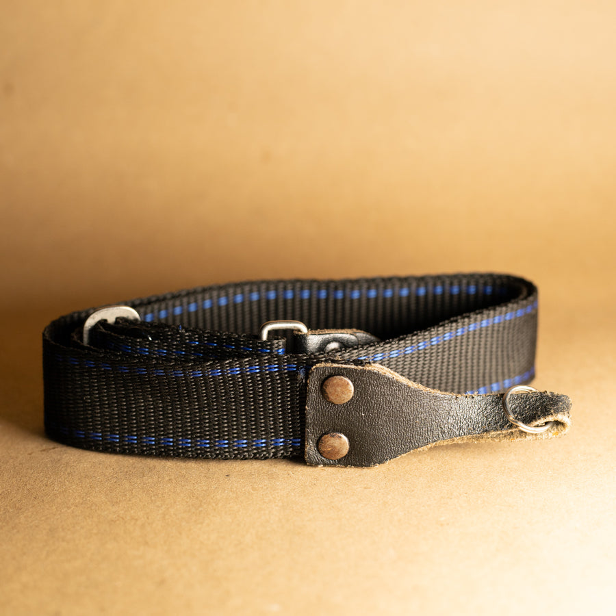 Blue and Black Camera Strap