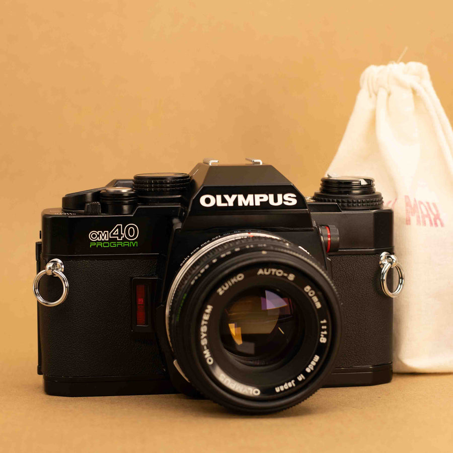 Olympus OM40 Program in Black with 50mm f/1.8 Lens